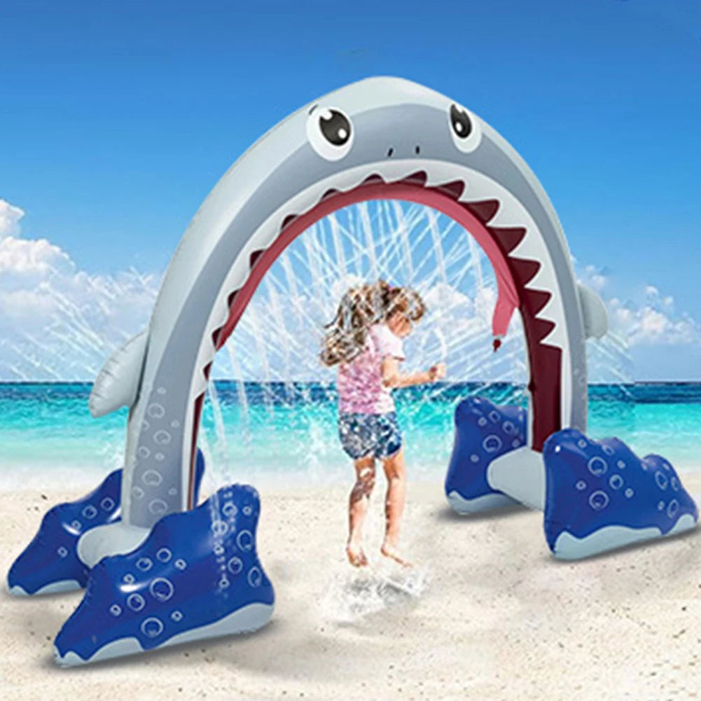 Inflatable Shark Sprinkler Arch Sprinkler Arch Bridge Novelty Water Spray Arch Bridge Blow Up Water Sprinkler for Outdoor Play