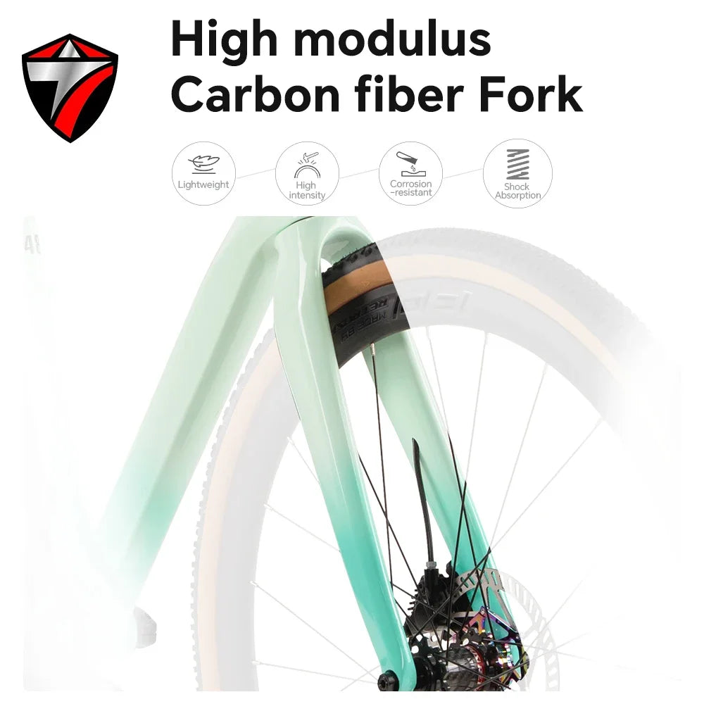 TWITTER Carbon Fiber Gravel Bike with Wireless Electronic Shifting 12/24 Speed Hydraulic Disc Brakes Mountain Bicycle For Men