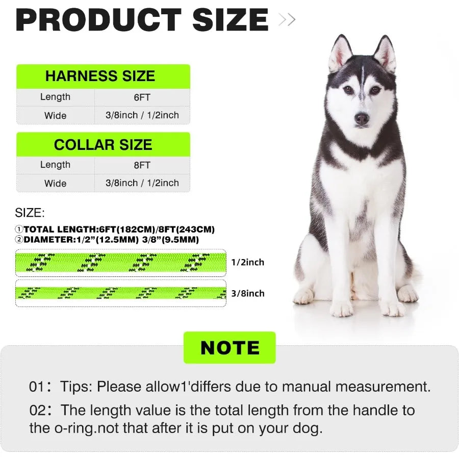 No Pull Rope Dog Harness No Pull Reflective Leash Harness Collar 3 in 1 Dog Halter Harnesses Adjustable for Large Giant Dog Lig