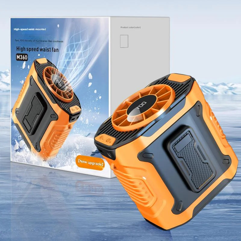 Portable Mini Waist Clip Fan, Rechargeable, Wearable Belt Fan for Hiking, Fishing, Camping, Strong Cooling