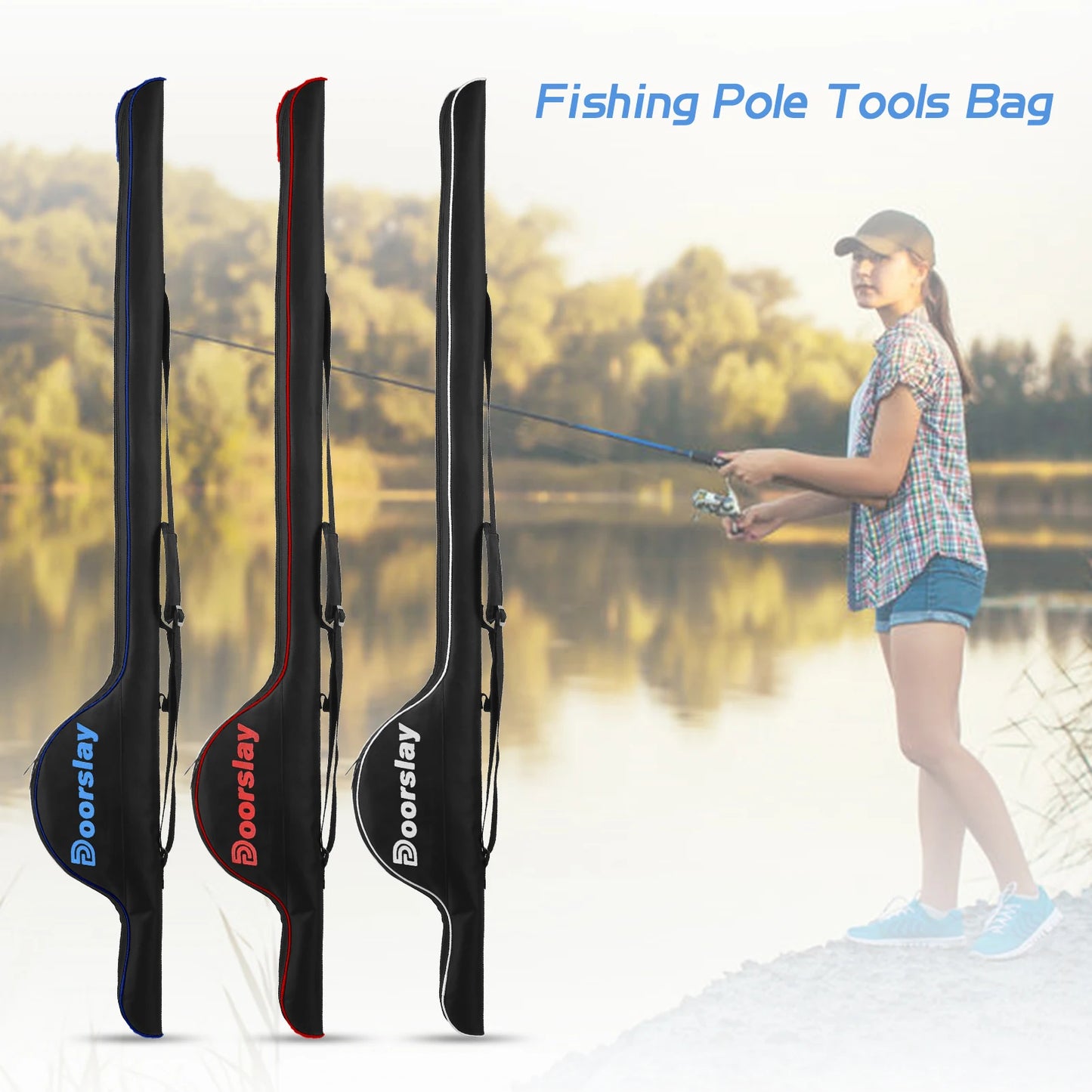 fishing pole bag 63 Inch Fishing Pole Bag Portable Fishing Rod Case Folding Fishing Pole Holder Fishing Tackle Organizer Bag