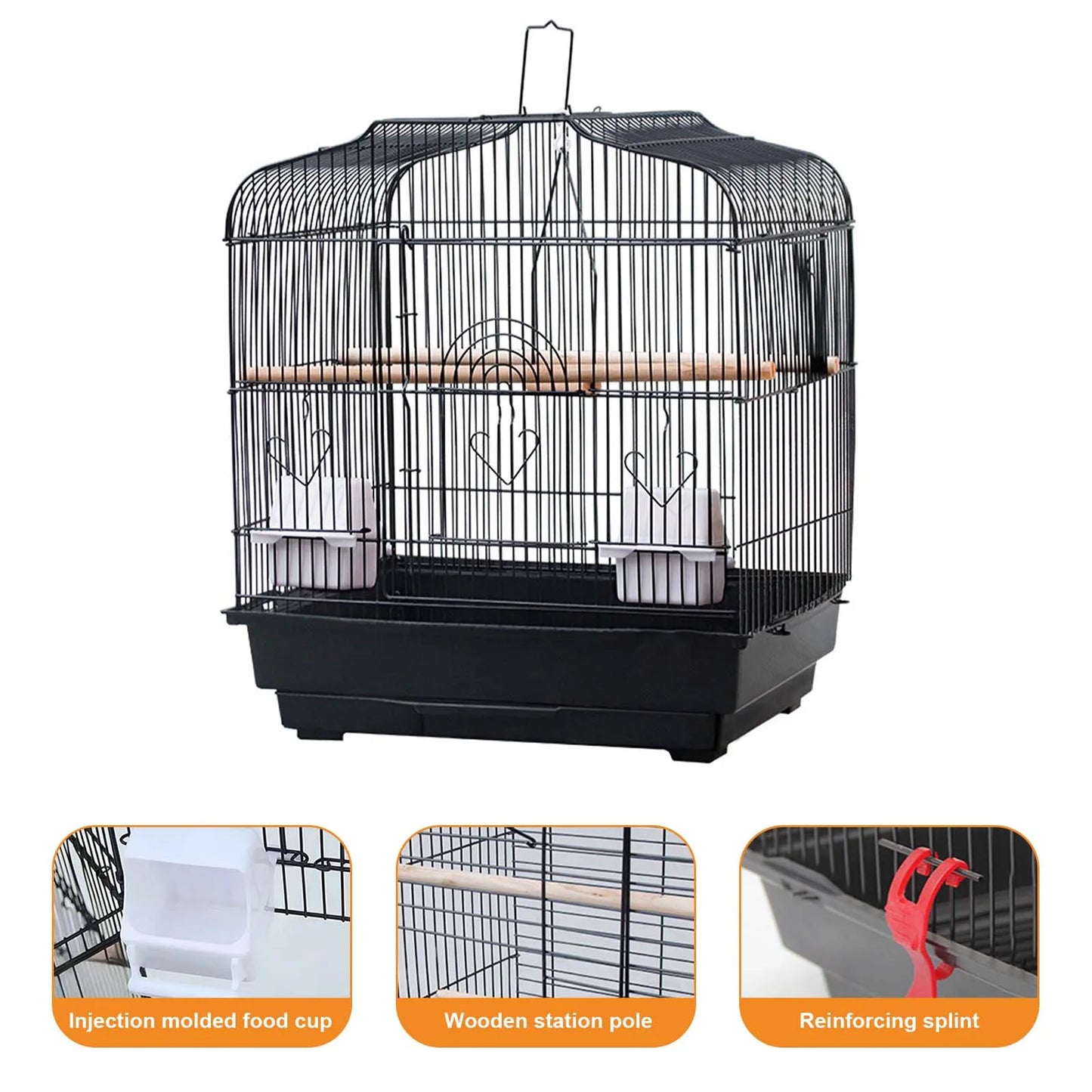 Travel Bird Cage Bird Travel Carrier Cage With Handle Standing Pole Food Container Swing For Cockatiels Small Parrots Canaries