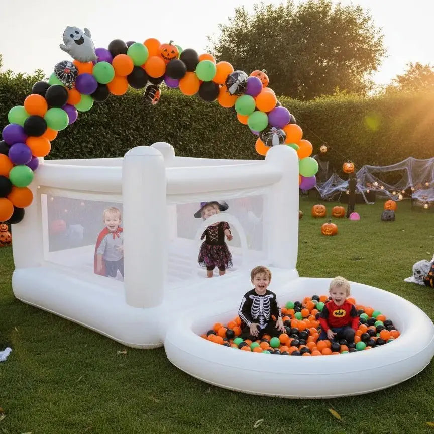 White Bounce House with Pump Kids Ball Pit Bounce House for Kids 3-6 Birthday Indoor or Outdoor Playhouse Customization
