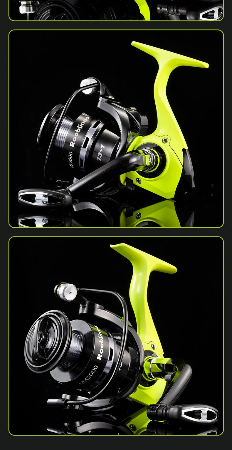 Rooblinos MX Spinning Fishing Reel 5.2:1 Gear Ratio 2+1BB Lightweight Smooth Drag Anti-Reverse for Saltwater Freshwater