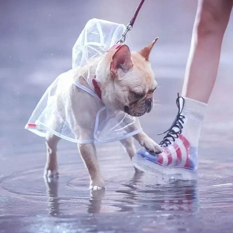 1pc Transparent Hooded Pet Dog Plastic Raincoat Dog Clothes Poncho For Small Dogs Little Puppy Pet Outdoor Accessories