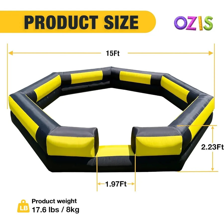 Gaga Ball Pit Inflatable 15FT with Built-in Blower, Portable Gaga Pit for Indoor Outdoor School Family Activities Easy to Setup