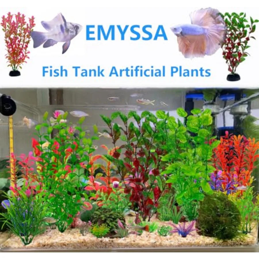 25pcs Fish Tank Accessories Aquarium Artificial Plants Fish Tank Decorations Plants Aquarium Decor Artificial Plants Small to L