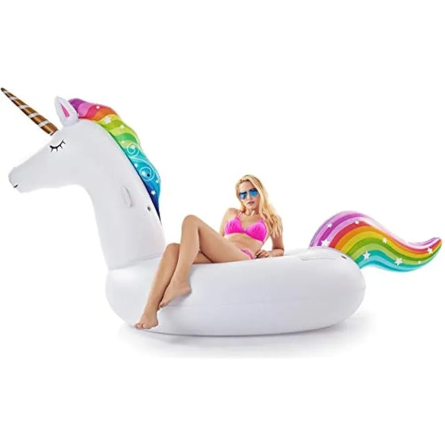 Jasonwell Giant Inflatable Unicorn Pool Float Floatie Ride and Jasonwell Inflatable Dinosaur Pool Float Tube