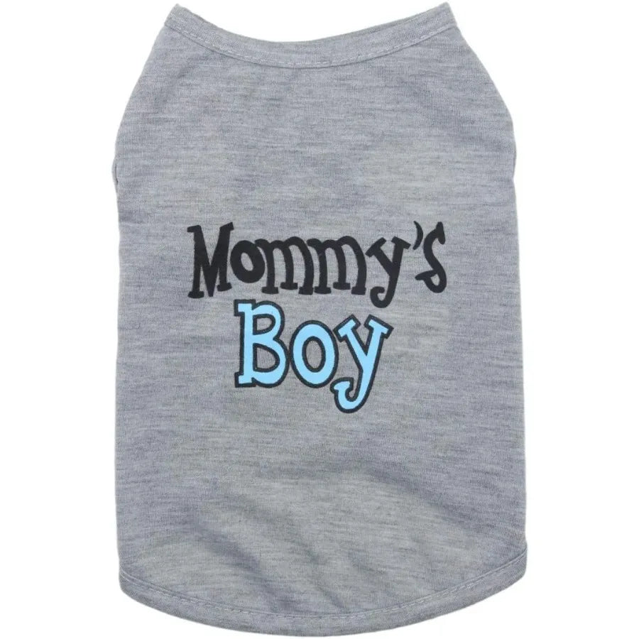 Mommy's Boy Gray Pet TShirt Vest Outfits Clothes for Female Male Dog Cat Rabbit