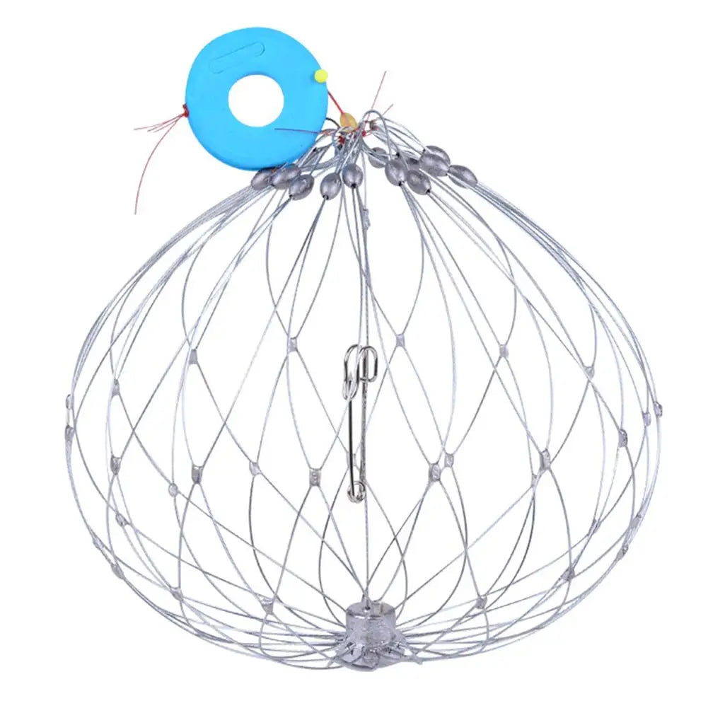 2Pcs Fish Baskets Steel Wire Crab Fishing Traps for Saltwater Seawater (20 wire)
