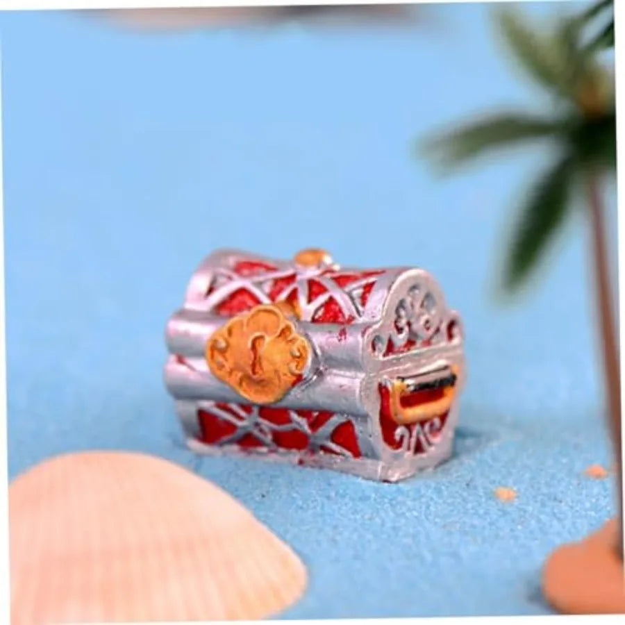 PirateThemed Mini Treasure Chest Aquarium Decor Pearlescent Fish Tank Accessories for Small Aquariums Goldfish Tank Decorations