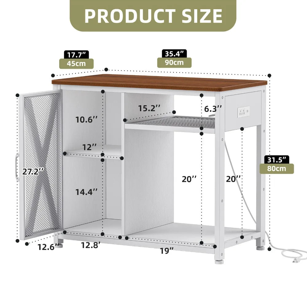 50 Gallon Fish Tank Stand LED Aquarium Cabinet w/ Shelves & Electrical Outlets