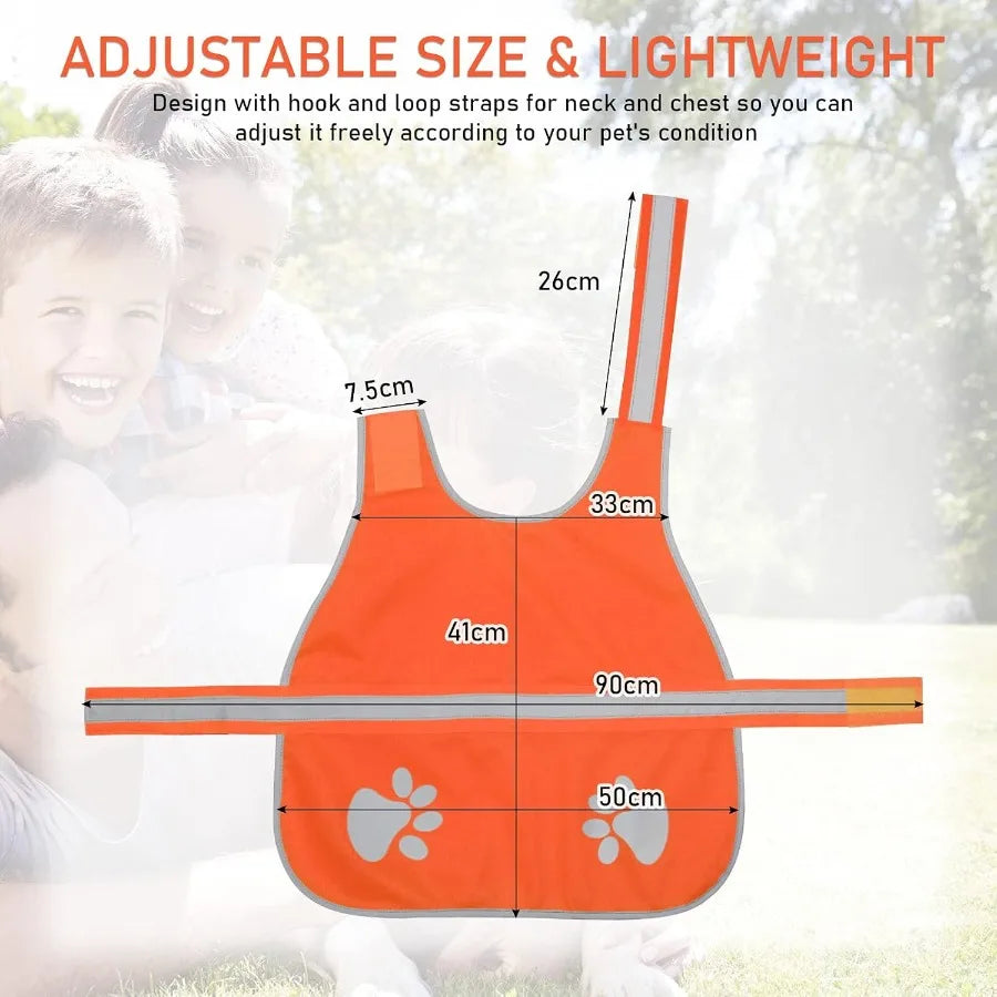 2 Pcs Dog Reflective Vest Orange High Visibility Medium Dog Hunting Vest Adjustable Safety Pet Jacket Apparel for Outdoor Activ