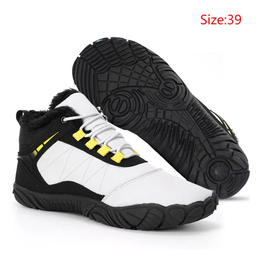 Winter Plush Boots Barefoot Snow Boots Non Slip Wide Toe Box Barefoot Shoes Waterproof Outdoor Trekking Shoes for Hiking Walking