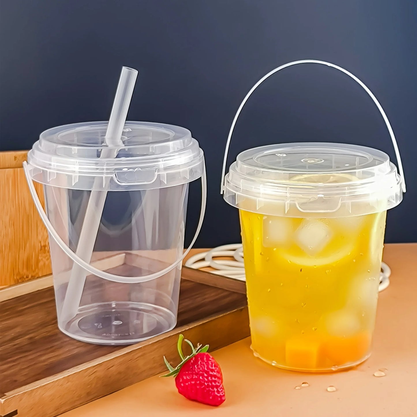 10pcs 33.81oz Large Plastic Cups with Lids & Straws - Reusable, Bpa-Free Beverage Tumblers for Iced Drinks,party Ice Buckets