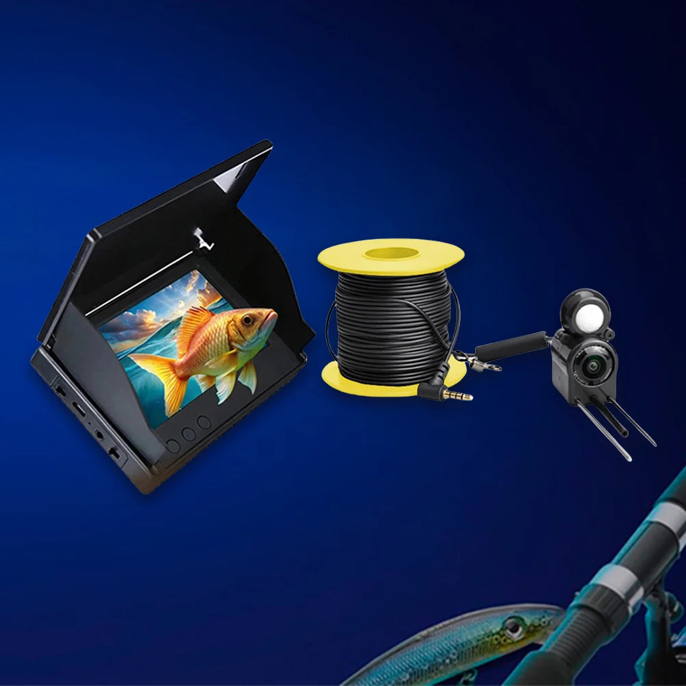Underwater Fishing Camera 4.3 Inch IPS Monitor Ice Fishing Camera Night Vision Video Fish Cam Waterproof Fish Finder for ICE/Sea