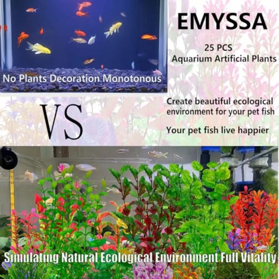 25pcs Fish Tank Accessories Aquarium Artificial Plants Fish Tank Decorations Plants Aquarium Decor Artificial Plants Small to L