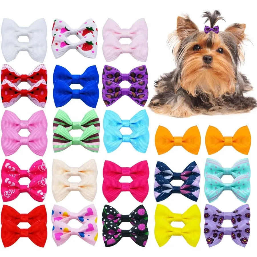 40PCS Dog Hair Bows with Clips 1.5Inch Girl Small Dog Apparel Accessories for Pet Puppy Cat Kitten Rabbit Hair Bows Clips