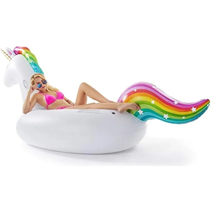 Jasonwell Giant Inflatable Unicorn Pool Float Floatie Ride and Jasonwell Inflatable Dinosaur Pool Float Tube