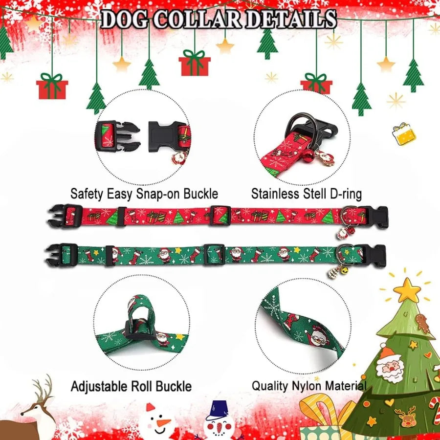 Christmas Dog CollarSoft Comfortable Dog Collar for Christmas with Quickly Release Buckle Christmas Puppy Collar Red Green Chri