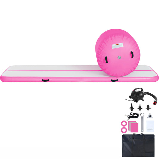 SucceBuy Inflatable Gymnastics Air Mat Tumble Track with Electric Pump Air Roller Barrel Gymnastics Equipment Training Mats