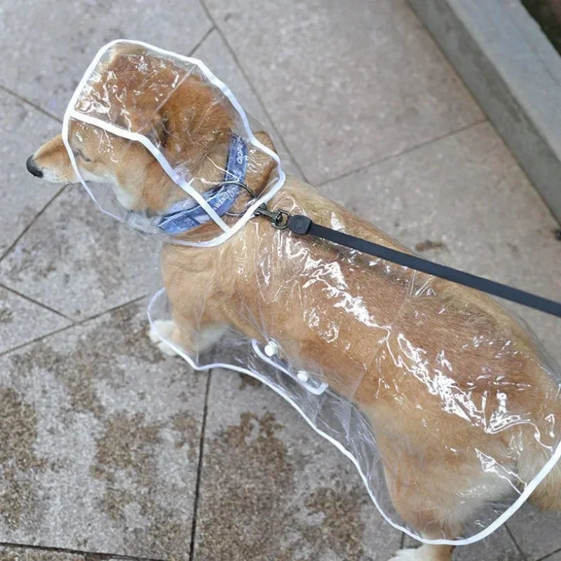 1pc Transparent Hooded Pet Dog Plastic Raincoat Dog Clothes Poncho For Small Dogs Little Puppy Pet Outdoor Accessories