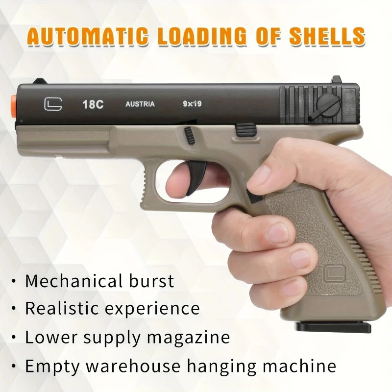 (USA shipment)Soft Bullet Toy Gun - Semi-Automatic Handgun with Shell Ejection and Auto Rebound， Tactical Target Shooting Game