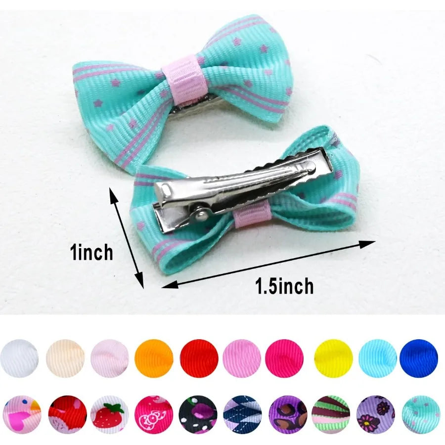 40PCS Dog Hair Bows with Clips 1.5Inch Girl Small Dog Apparel Accessories for Pet Puppy Cat Kitten Rabbit Hair Bows Clips