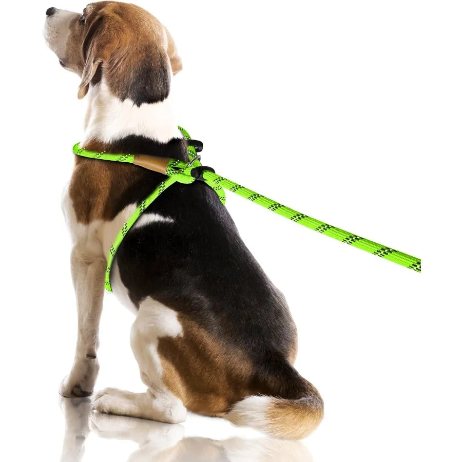 No Pull Rope Dog Harness No Pull Reflective Leash Harness Collar 3 in 1 Dog Halter Harnesses Adjustable for Large Giant Dog Lig