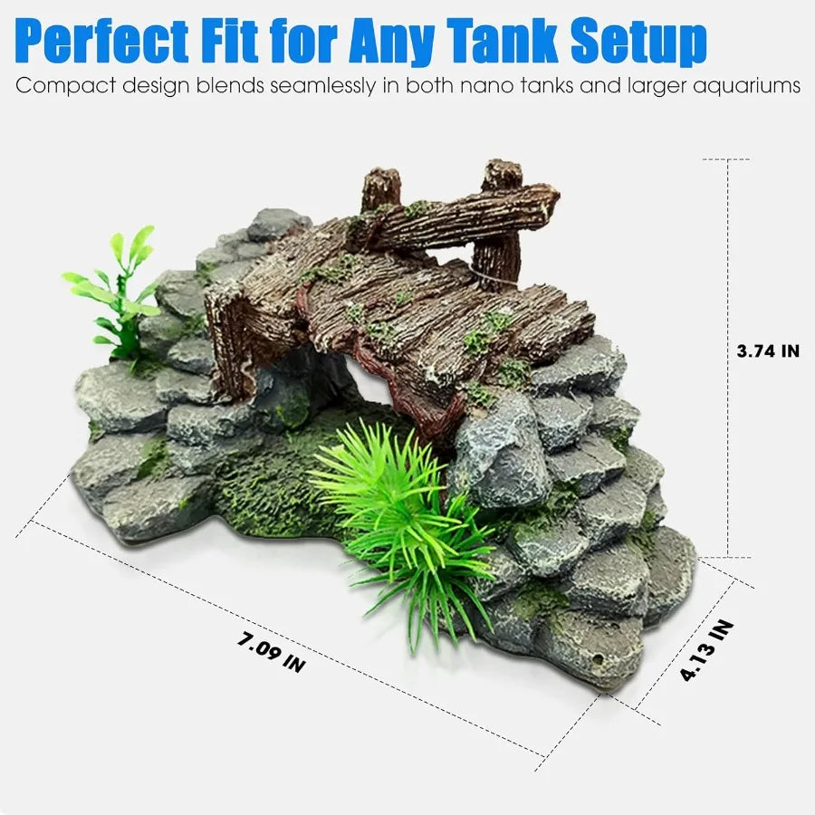 Aquarium Decor Betta Fish Tank Accessories with Plants Turtle Tank Decorations Large Aquarium Orments Fish Hideout Decorative A