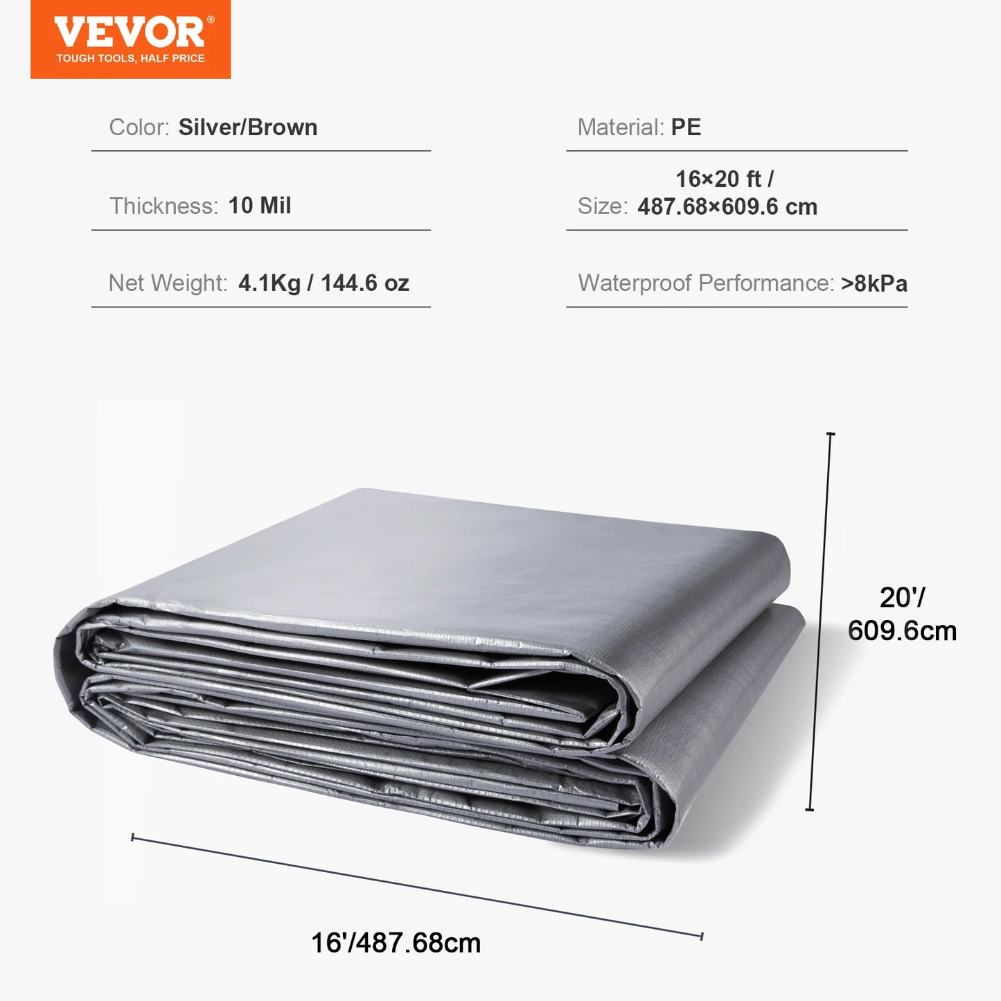 SucceBuy Heavy Duty Tarp 16 Mil Thick  Waterproof Tear Proof Poly Plastic Tarps Cover  Multi-Purpose Outdoor Tarpaulin for Truck