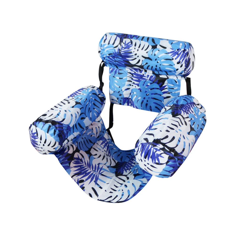 Inflatable Pool Float Floating Lounger Chair with Arm & Backrest Pool Lounge Float Water Hammock for Summer Water Fun