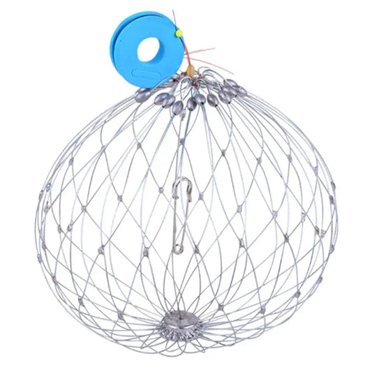 2Pcs Fish Baskets Steel Wire Crab Fishing Traps for Saltwater Seawater (20 wire)