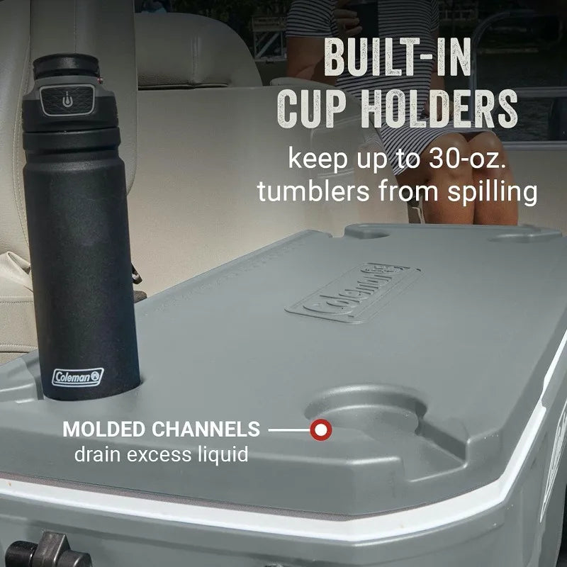 Coleman Classic Series Insulated Portable Wheeled Cooler, Leak-Resistant Outdoor Hard Cooler Keeps Ice up to 5 Days, 100-Quart