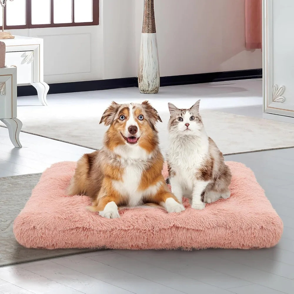 large dog bed - 40.5"x32.5"x5.5" machine washable plush pet bed, warm & cozy for dogs
