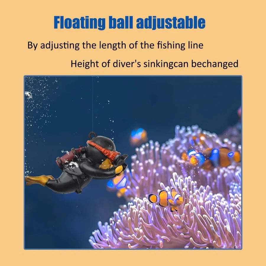 2Pack Tank Decorations Cute Little Diver Aquarium Decoration Accessories Orments with Float Ball Playmate for Tank Suitable for