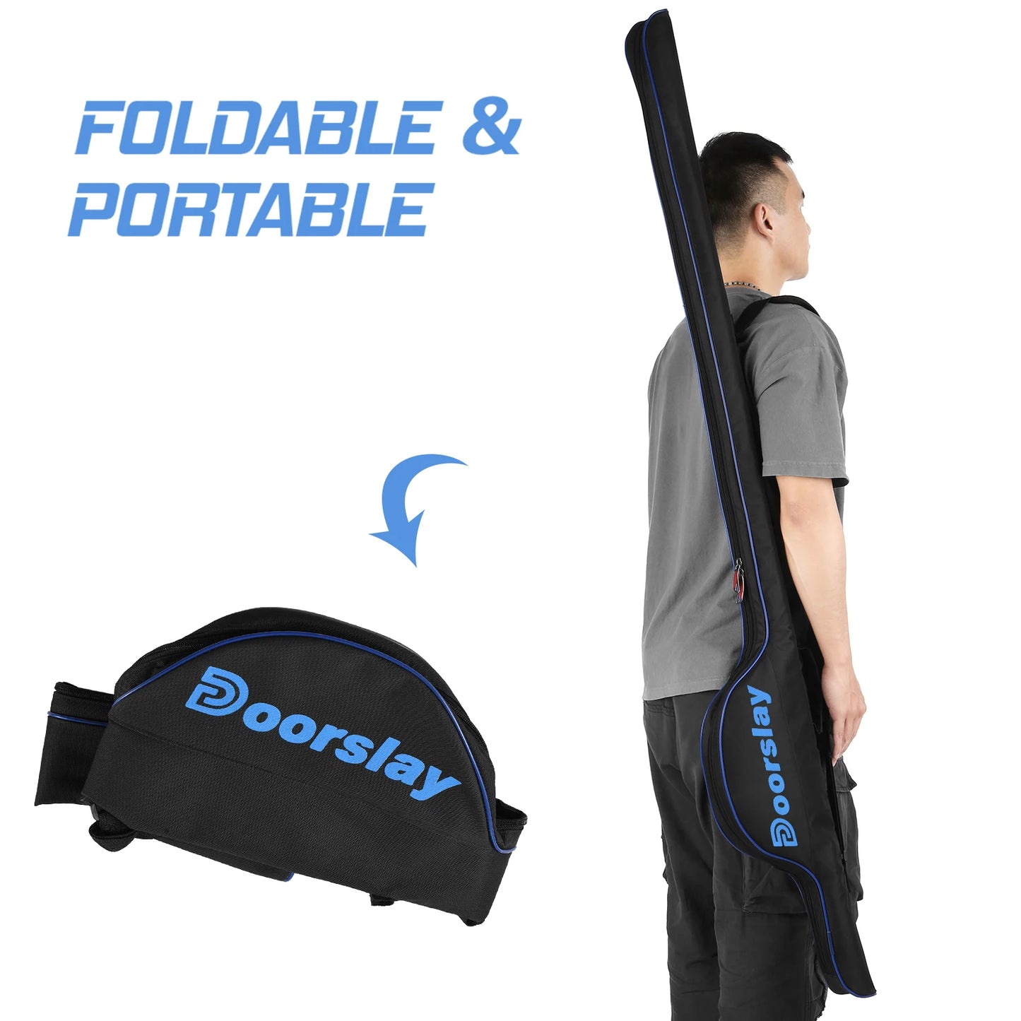 fishing pole bag 63 Inch Fishing Pole Bag Portable Fishing Rod Case Folding Fishing Pole Holder Fishing Tackle Organizer Bag
