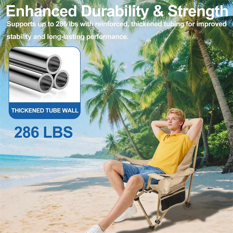 1 PCS 4 Position Adjustable Camping Chair With Footrest Portable Folding Chair For Outdoor Fishing Beach Travel Picnic Relax