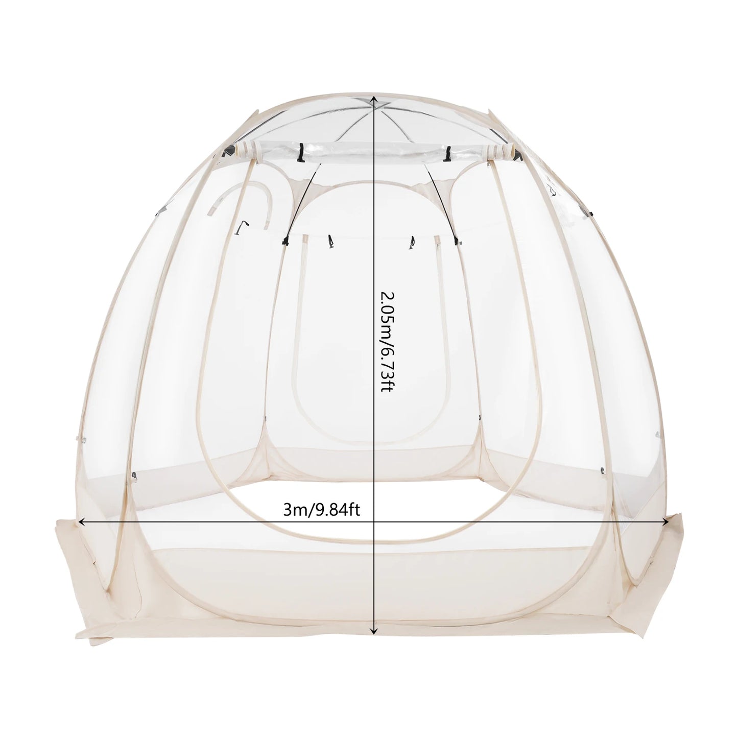 Clear Pop Up Bubble Tent Garden Courtyard Tent Camping Tent for Outdoor Lawns, Backyards  3*2.05m/9.84*6.73ft