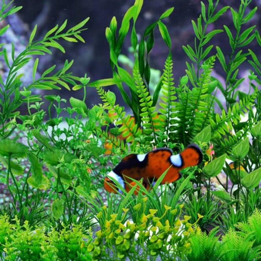 Aquarium Decorations 25pcs Green Plants for Fish Tank Plastic Decor Accessories