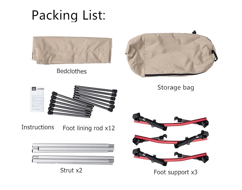 WESTTUNE Camping Cot with Leg Extenders Portable Folding Bed Ultralight Aluminum Alloy Sleeping Cot for Outdoor Hiking Travel