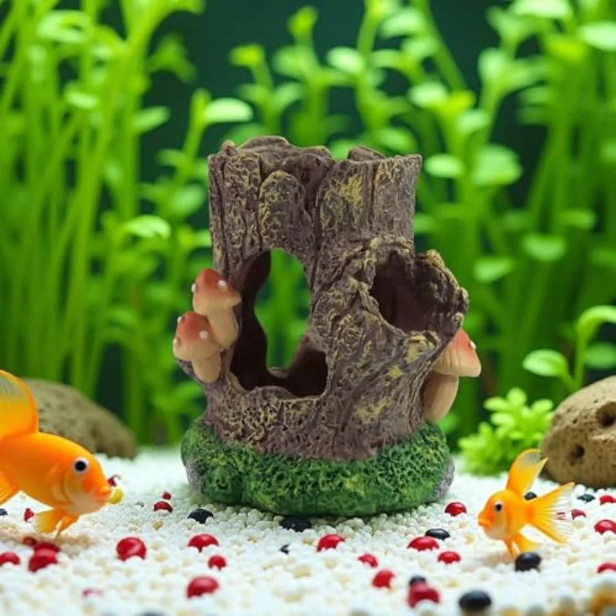 Fish Tank Decorations Aquarium Decor Small Fish Cave Aquarium Accessories Stump House Hideout Resin Fish Tank Cave Betta Goldfi