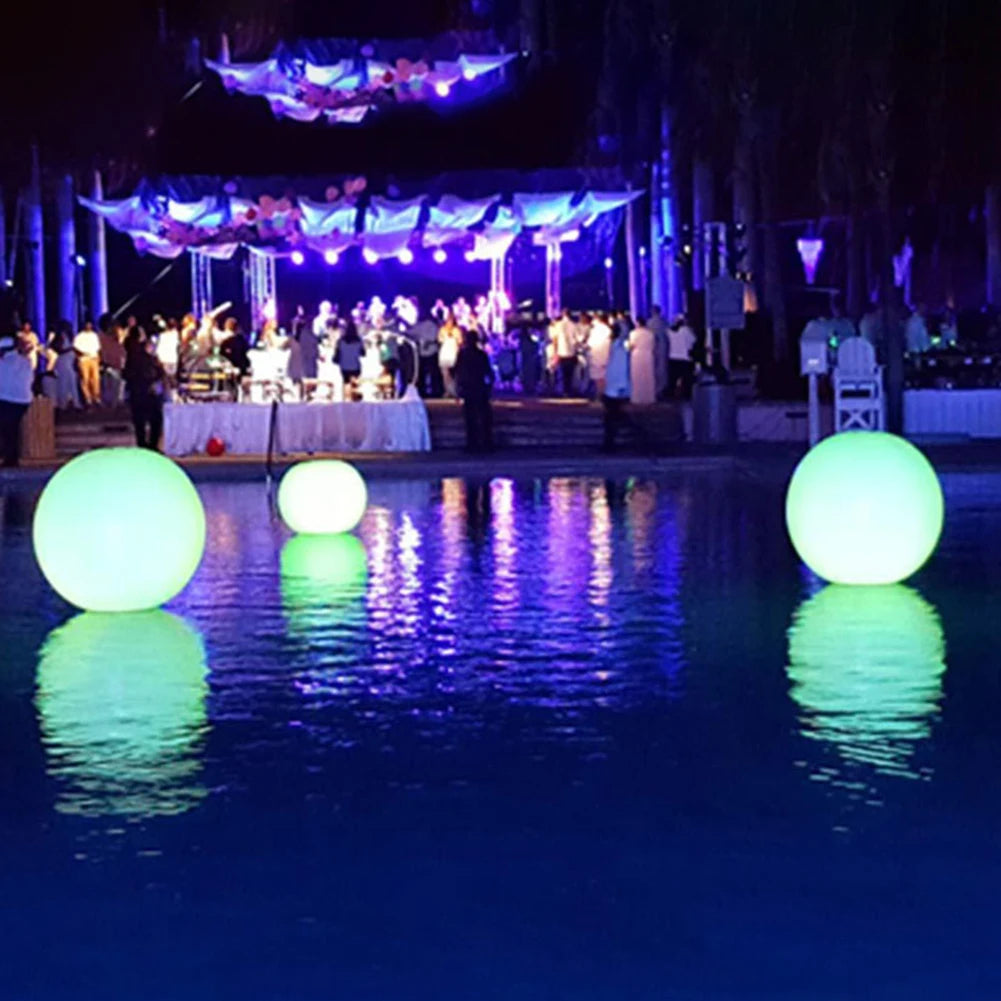 40CM Floating Pool Light with 16 Color Inflatable Pool Beach Ball LED Garden Balloon Waterproof Outdoor Swimming Pool Light Ball