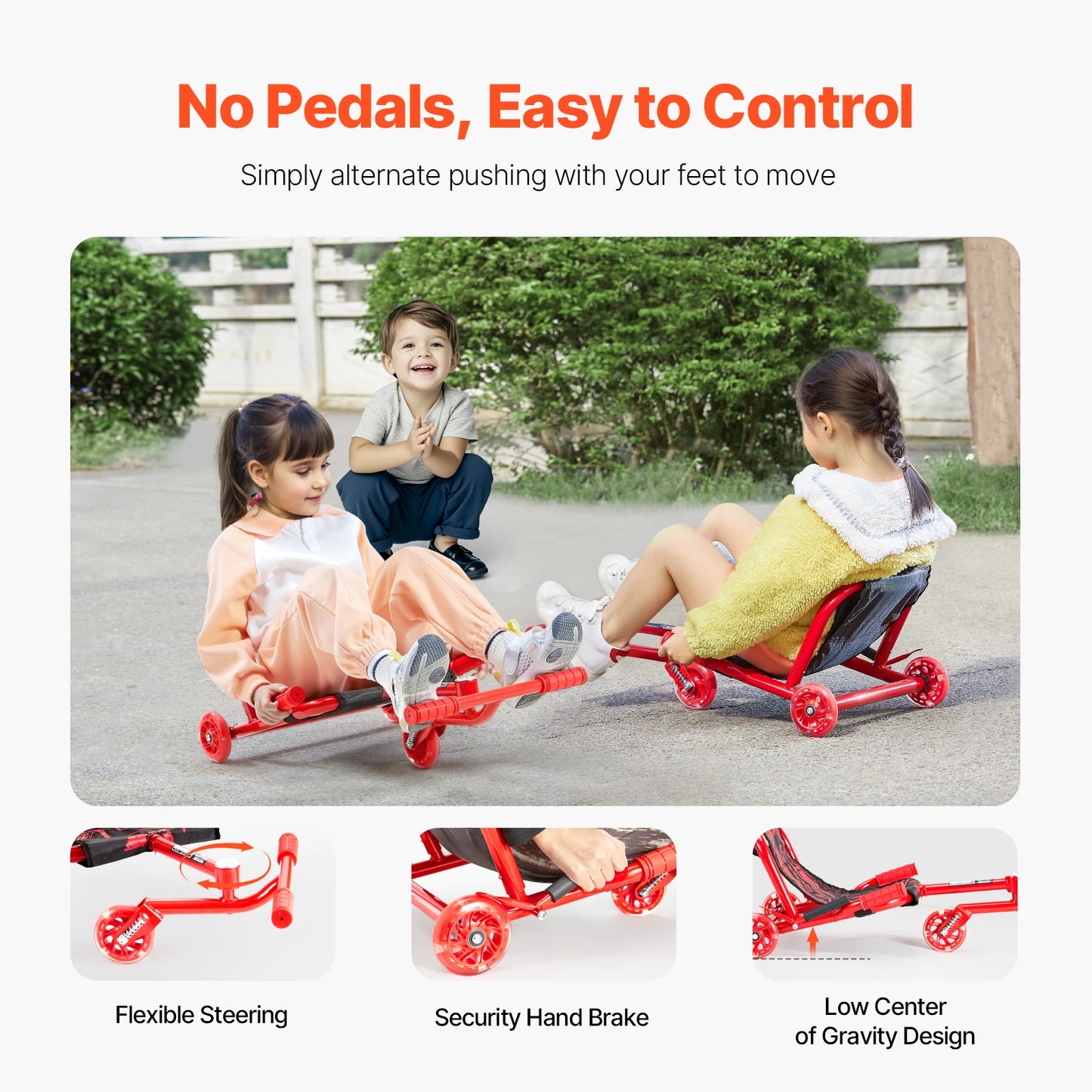 SucceBuy 132/198lbs Kids Ride on Scooter Swing Side-to-Side Powered by Zig-Zag Motion Drifting Outdoor Sport Toys for Children