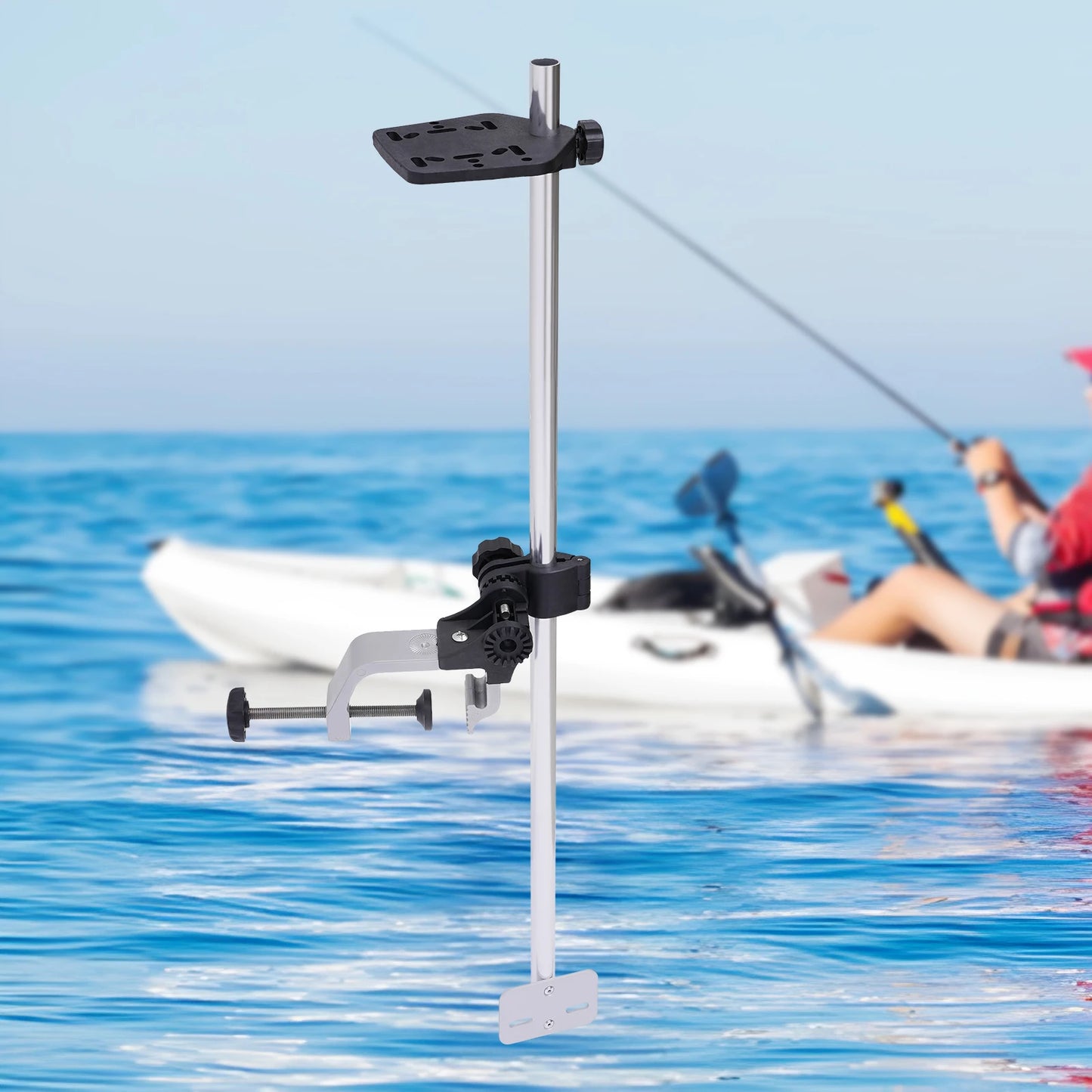 Portable Fish Finder Mount Universal Bracket w/360° Adjustable Rotatable Transducer Pole Mount for Boat Canoes, Kayaks Fishing