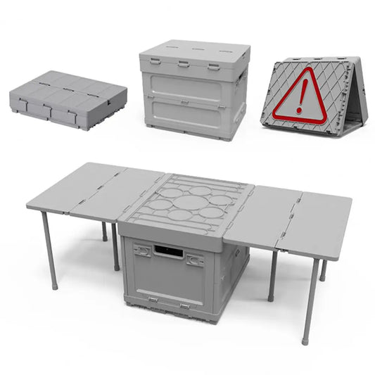 Portable Camping Table Folding Storage Box Organizer Container With Lid Picnic Storage Bins Tables Parking Warning Sign