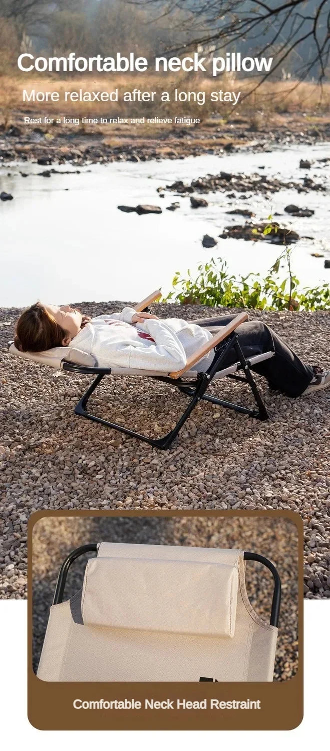 Angle Adjustable Camping Chair with Detachable Pillows,long Camping Chair Fishing Chair Folding for Camping Fishing Hiking