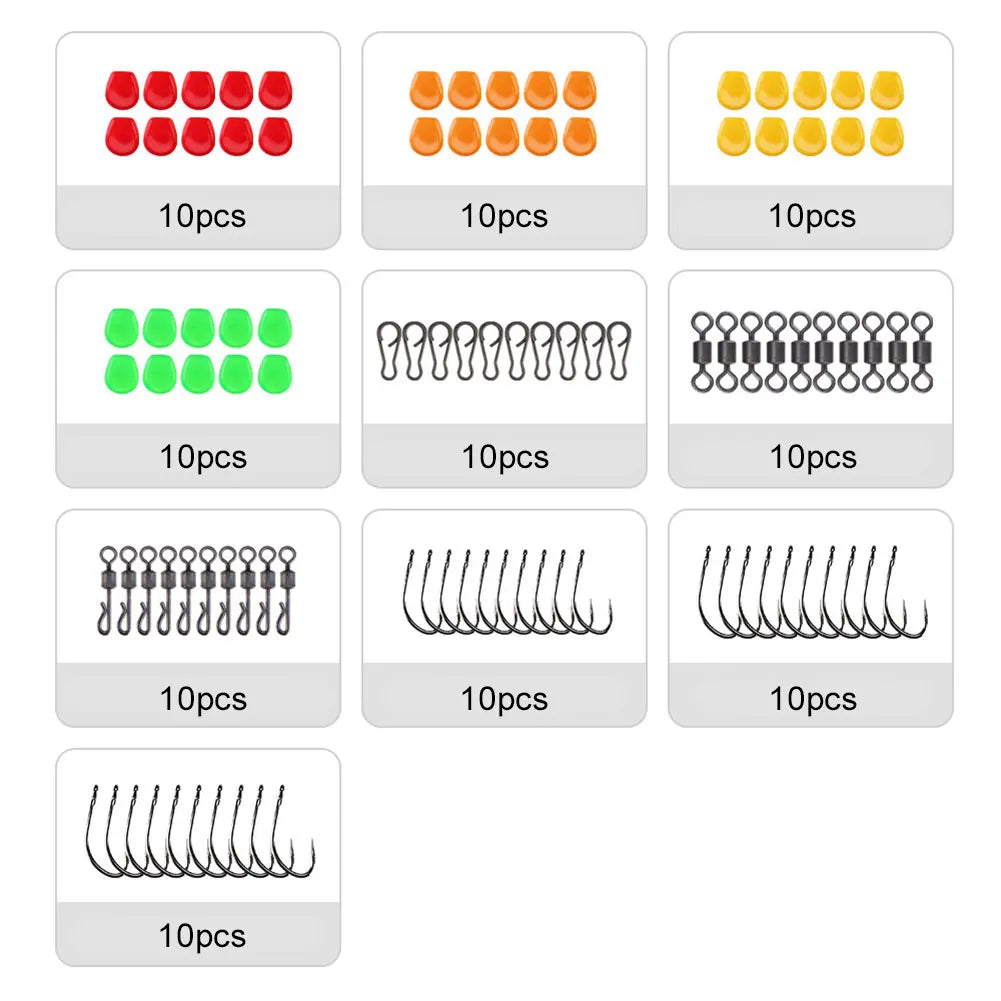 Carp Fishing Accessories Set with Hooks Corn Baits Swivels Tail Sleeves Carp Fishing Equipment Kit Fishing Gifts for Men
