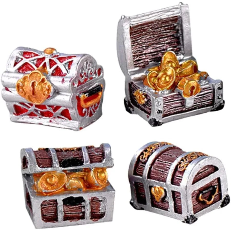PirateThemed Mini Treasure Chest Aquarium Decor Pearlescent Fish Tank Accessories for Small Aquariums Goldfish Tank Decorations