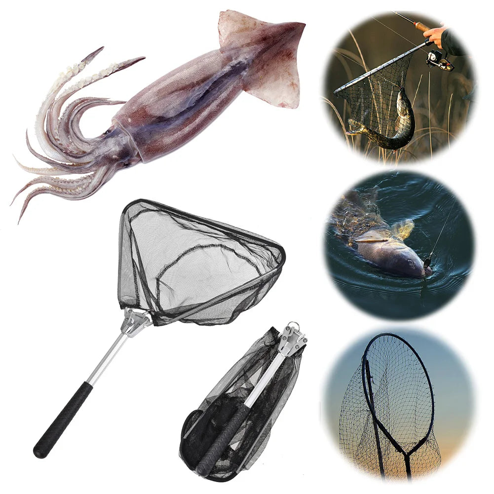 Folding Fishing Landing Net Aluminium Alloy Fishing Net Fly Fishing Net for Carp Fishing Catching Releasing